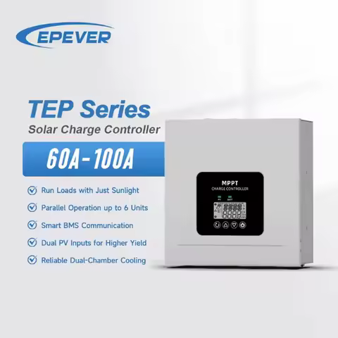 EPEVER 60A 80A 100A MPPT Solar Charge Controller LCD Display Max PV 5200W 250V DC 12V/24V/48V TEP Se