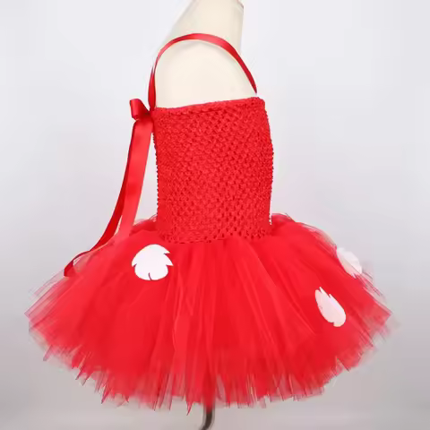 M6 N82 Hawaiian Princess Lilo Tutu Red Leaves Baby Girls Luau Birthday Party Dress New Year Christma