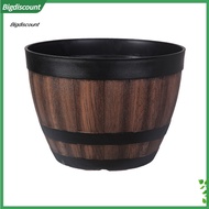 {BIG}  Plant Pot Faux Whiskey Barrel Shape Home Decor Plastic Indoor Outdoor Yard Patio Flowerpot fo