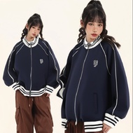 Trail Echo  Men's jacket stand-up collar contrast color striped baseball uniform jacket