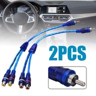 2pcs Y Splitter Adapter Cable 1 Male to 2 Female New 30cm RCA Mic Audio Cable