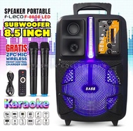 Speaker Bluetooth Fleco F-8808LED Ukuran Besar Dual Mikrofon Karaoke Wireless