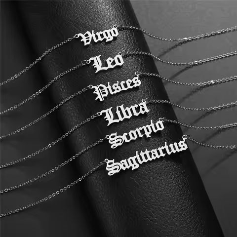 12 Constellation Jewelry Stainless Steel Zodiac Letter Necklace Aries Leo Taurus Gemini Aquarius Hor