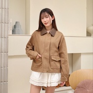 JARINYA (M-L) แจ็กเก็ตหนังกลับคอหนัง กระเป๋าหน้าใช้งานได้จริง