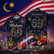 2026 Malaysia 69th Independence Day T shirt full sublimation quick dry Jersey Oversized Streetwear M