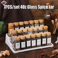 7PCS/set 4Oz Glass Spice Jar Seasoning Containers With Bamboo Lids Square Empty Spice Bottles Herbs