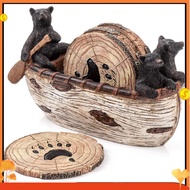 Rustic Lodge Decor for the Home, Bear Coasters Set of 6 Full Size Lack Bear  Decorations