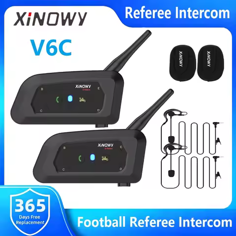 XINOWY V6C New Full Duplex Bluetooth Intercom 1200M Football Referee Arbitration Earhook Monaural Ea