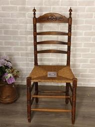 【卡卡頌  歐洲古董】法國老件 ~橡木 雕刻 麥稈 古董木椅 梵谷椅 ch0352