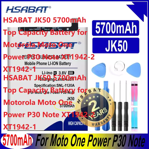 HSABAT JK50 5700mAh Top Capacity Battery for Motorola Moto One Power P30 Note XT1942-2 XT1942-1 Batt