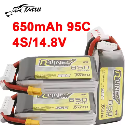 3Pcs TATTU R-LINE 1.0 14.8V 650mAh 95C LiPo Battery For RC Helicopter Quadcopter FPV Racing Drone Pa