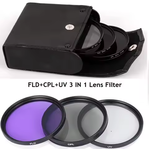 49MM 52MM 55MM 58MM 62MM 67MM 72MM 77MM UV+CPL+FLD 3 in 1 Lens Filter Set with Bag for Cannon Nikon 