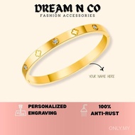 (13-21cm)GT136 Titanium  Bangle Gelang Rantai Tangan Gift Wedding Jewellery Gold Silver Bracelets ge