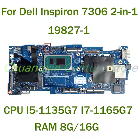 19827-1 motherboard for Dell Inspiron 7306 2-in-1 Laptop with CPU I5-1135G7 I7-1165G7 RAM 8G/16G 100