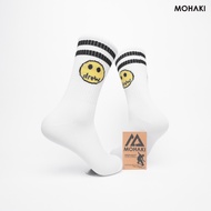 White Drew Smile Socks - Oldschool Skate Socks - Mohaki Official