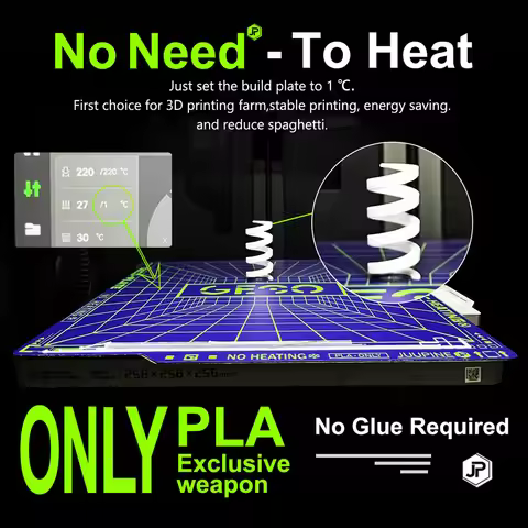 Juupine GECO PLA Plate For Bambu Lab Build Plate H2C/H2D/H2S/P2S/X1/P1/A1/K2 PLUS/Kobra 3 Max Upgrad