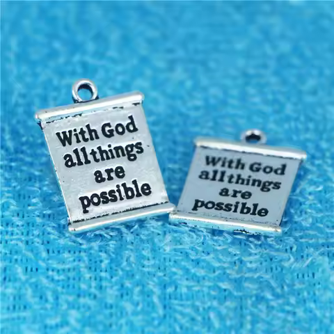 10pcs/Lot 18mm*23mm With God All Things Are Possible Adage Words Letter Charms For Diy Jewelry Makin