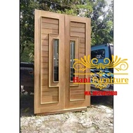 pintu minimalis kupu tarung kaca jati tpk