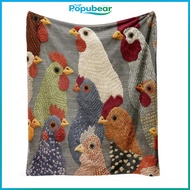 Chicken Pattern Throw Warm Farmhouse Throw Vintage Rooster Plush Blanket Soft Cozy Flannel Farmhouse