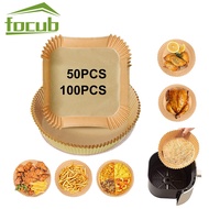 50/100Pcs Air Fryer Parchment Paper Liners Disposable Oil-proof Paper Tray Nonstick Baking Mat AirFryer Accessories Square Round Bag Accessories