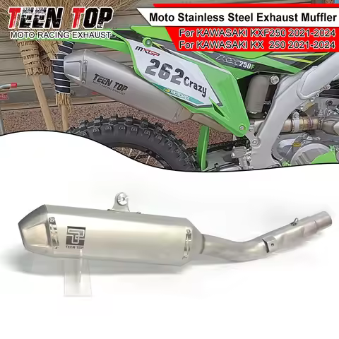45mm Exhaust Muffler For Kawasaki KX250 KXF250 Slip on Systems Motorcycle Stainless Steel KXF 250 20