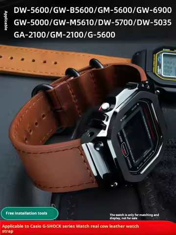 For Casio G-SHOCK genuine leather watchband DW5600 GM5600 GW-B5600 GM-W5610 retro Cowhide strap men'