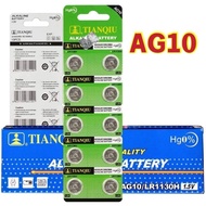 Tianqiu LR1130 AG10 SR1130 (10 PCS) Micro Alkaline Coin Button Cell Battery