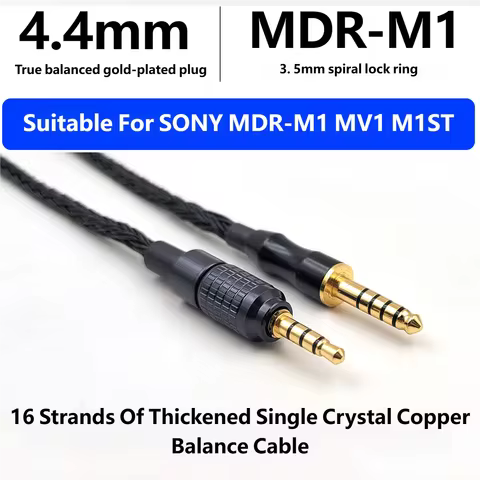 For SONY MDR-M1 MV1 M1ST 4-PIN XLR 4.4mm Balanced Cable, 16-Strand Braided OCC, Replaceable And Upgr