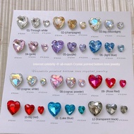 Super Brilliant Crystal Heart Shape Pointed Nail Art Diamond Jewelry / Phantom color large, medium and small peach heart nail accessories