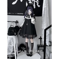 啦啦醬 黑松露蛋糕 原創哥特風黑色連衣裙蕾絲邊網紗拼接小黑裙女