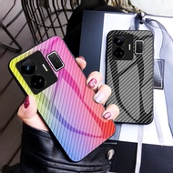 For Realme GT Neo 5 Casing Fashion Carbon Fiber Stained Tempered Glass Anti-Knock Cover Case