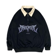 Rugby Jacket Halfzip Black Metal Ragemode | Vintage Rugby Sweater Men's Sweater Premium DistroWanita