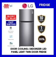 【 DELIVERY BY SELLER 】LG 205L GN-B202SQBB Smart Inverter Door CooLing+ Dedorizer LED PaneL Light Twin Door Fridge | Peti Sejuk | 冰箱