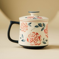 Gold-Stamped Rose Office Tea Cup Ceramic Tea Brewing Cup Tea Serving Cup Home Tea Brewing Device Kun
