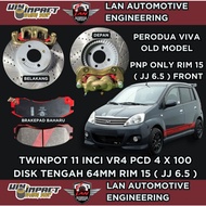[DEPAN SAHAJA] ROTOR 11INCI BRAKEDISK BESAR TWINPOT VR4 MASUK PERODUA VIVA RIM 15INCI ( 6.5 JJ )