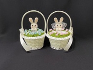 倒放也不怕戒指滑落 新郎新娘兔子與滿天星戒指枕兩件組 雙色款