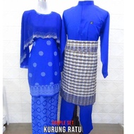 Couple Set Sedondon Royal Blue Baju Kurung Moden Songket Tabur dengan Cape Manik exclusive Kurung Ratu
