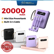 Powerbank 20000mah with 4 Cable Small Powerbank mini Type C Micro IP Kecil Pawer Bank Original Digit
