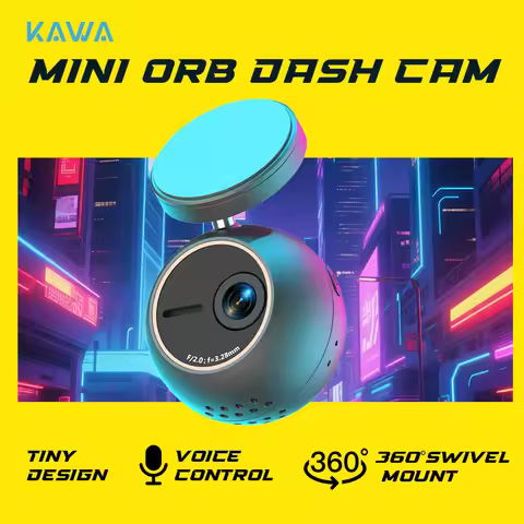 Dash Cam KAWA Tiny Video Recorder 2K Car DVR MINI ORB,Voice Control Car Camera,360° Rotate,180° Vide