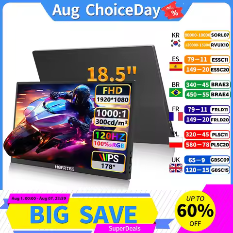 HGFRTEE 18.5 Inch 120Hz Monitor 300Cd/m² 100% SRGB Gaming PC Computer Display Mini HDMI-Compatib/Typ