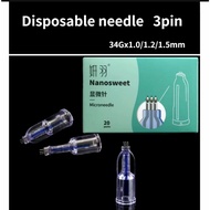 2/10pcs Disposable needle 3pin 34G/1.0mm/1.2mm/1.5mm NanosoftMicroneedles  Local delivery