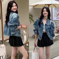 Naikan Clothing/Quick Out Design Cream Blue Brush Color Casual Multi-Craft Frayed Denim Jacket Very 