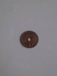 uang kuno coin 1 cent bolong ned indie th 1942