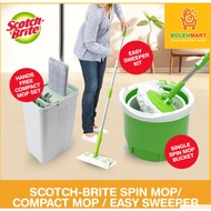 (SAME AS NTUC) [Cheapest In Shopee!](Free gift) 3M Scotch-Brite™ Single Spin Mop Bucket Set, Compact Hands-Free Flat Mop