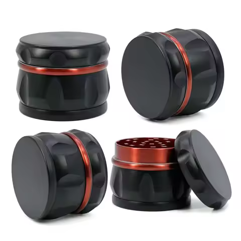 Newest Tobacco Black Big Size 63MM Zinc Alloy 4 Layer with Screen Drum Concave Metal Herb Mills Spic