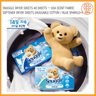 SNUGGLE DRYER SHEETS 40 SHEETS — USA SCENT FABRIC SOFTENER DRYER SHEETS (HUGGABLE COTTON / BLUE SPAR