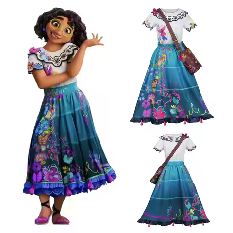 Mirabel Cosplay Costume Encanto Cosplay Women Adult Long Skirt Outfit with Bag Halloween Carnival Pa