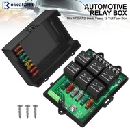 OKCATZONE Automotive Relay Box Fuse Relay Box Fuse Panel with 6 Way Relays and 14 x ATC/ATO Blade Fu