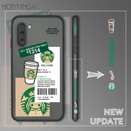 ใหม่ Hontinga ปลอกกรณีสำหรับ Samsung Galaxy Note 10 Note10 Plus กรณี Starbucks ขอบด้านข้างการออกแบบลวดลายใสเคสโทรศัพท์ฝาครอบเลนส์ตัวปกป้องกล้องถ่ายรูปปลอกกรณีสำหรับชายหญิง