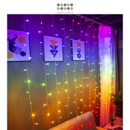 [SG Seller] 3m x 3m drop down curtain Rainbow light Backdrop Decoration Christmas Gift Deepavali